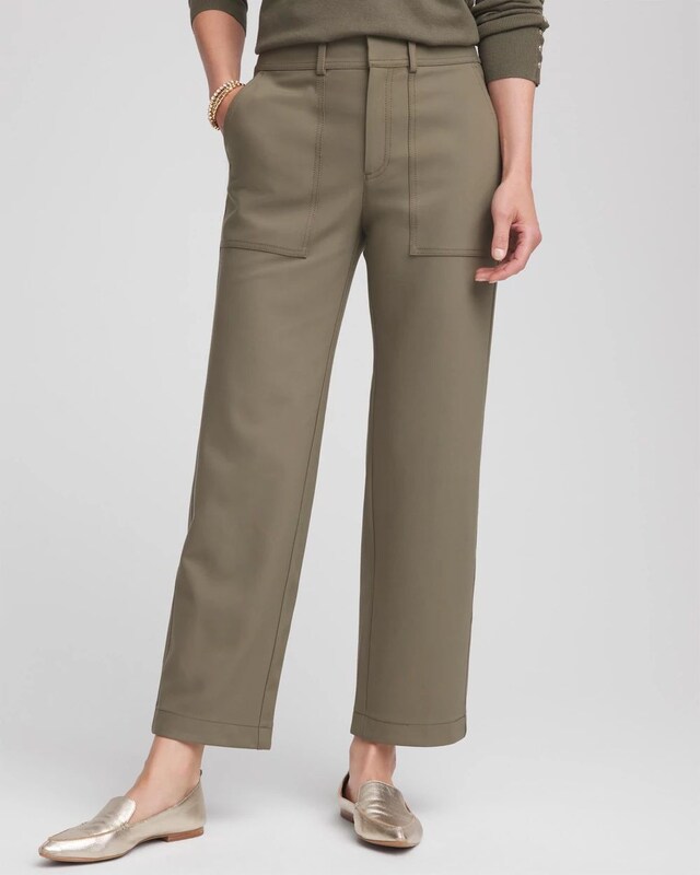 Bi-Stretch Straight Ankle Pants